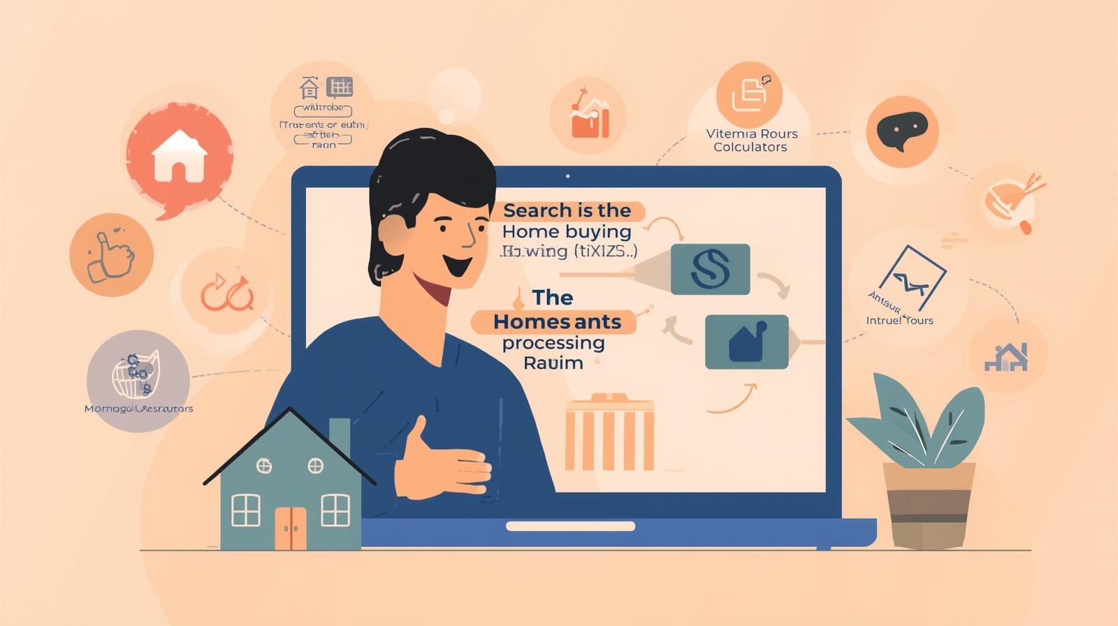 A young couple enthusiastically using a laptop with mortgage calculators and real estate websites visible on the screen